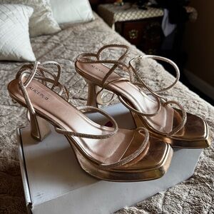 Alicepub rose gold Metallic tie up strapy  Heels